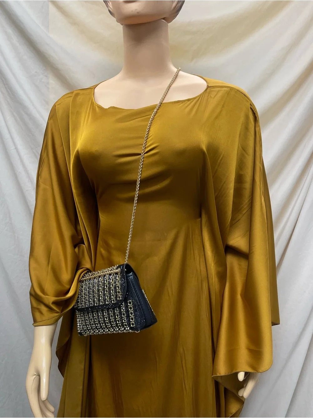 Embellished Navy Chain-Handle Evening Bag